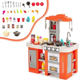 Play Kitchen Set 67 PCS Kitchen Toy For Kids W/Food & Lights & Sounds
