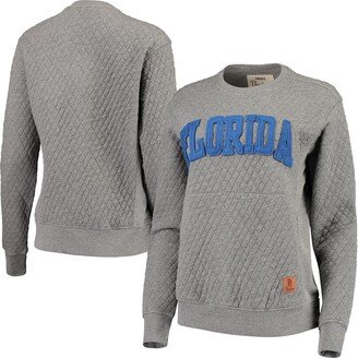 Women's Pressbox Heather Charcoal Florida Gators Moose Quilted Pullover Sweatshirt