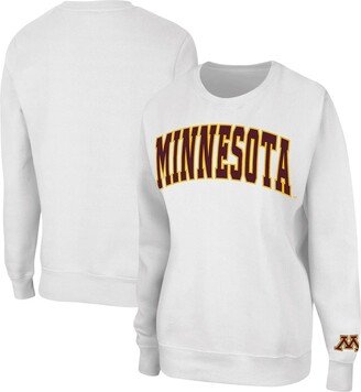 Women's White Minnesota Golden Gophers Campanile Pullover Sweatshirt