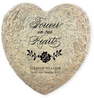 Garden Stones: Loving Memory Garden Stone, Heart Shaped Garden Stone (9X9), White