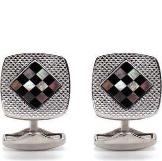 Silver-Plated Chequerboard Cufflinks