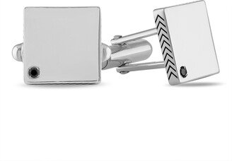 Vera Wang Love Collection Black Spinel Chevron Outer Edge Square Cuff Links in Sterling Silver