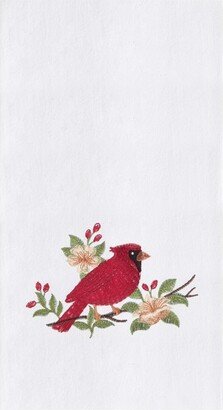 Cardinal Blossom Embroidered Flour Sack Cotton Kitchen Towel