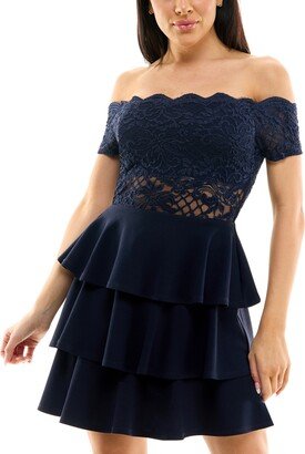 Juniors' Lace Off-The-Shoulder Dress