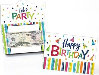 Big Dot of Happiness Cheerful Happy Birthday - Colorful Birthday Party Money and Gift Card Holders - Set of 8