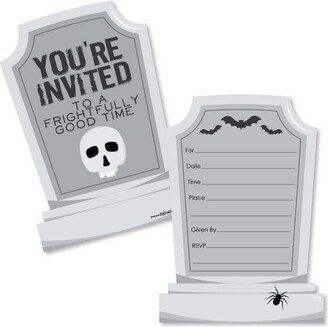 Big Dot of Happiness Graveyard Tombstones - Shaped Fill-in Invitations - Halloween Party Invitation Cards with Envelopes - Set of 12