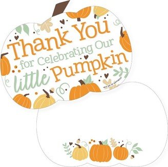 Big Dot of Happiness Little Pumpkin - Shaped Thank You Cards - Fall Birthday Party or Baby Shower Thank You Note Cards with Envelopes - Set of 12