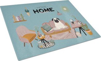 CK7849LCB Cream Pug Sweet Home Glass Cutting Board