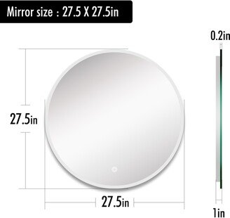 Round Bathroom LED Lighted Mirror with Defogger