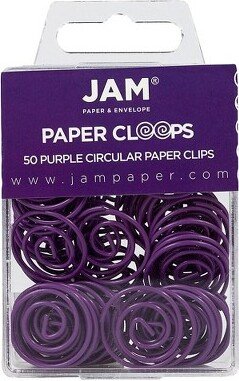 JAM Paper & Envelope JAM Paper Colored Circular Paper Clips Round Paperclips Purple 2 Packs of 50 2187137B