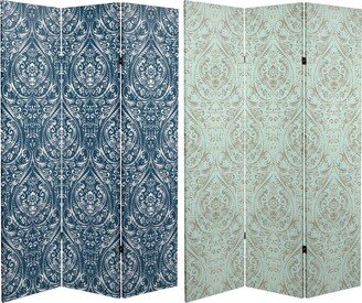 Handmade 6' Double Sided Ocean Damask Canvas Room Divider