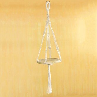 Handmade Bohemian Like You Macrame Cotton And Mango Wood Hanging Shelf