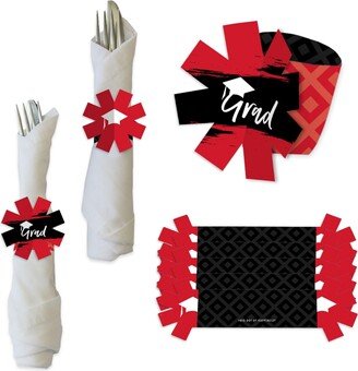 Big Dot Of Happiness Red Grad Best is Yet to Come Graduation Party Paper Holder Napkin Rings 24 Ct