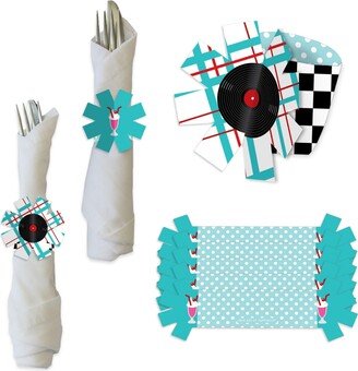 Big Dot Of Happiness 50's Sock Hop 1950s Rock N Roll Party Paper Napkin Holder Napkin Rings 24 Ct