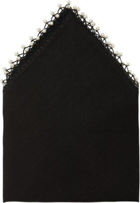 Km Home Collection Black Linen Napkin With Pearl Set Of 2