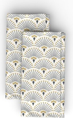 Cloth Napkins: Peacock Deco - Neutral Cloth Napkin, Longleaf Sateen Grand, Beige