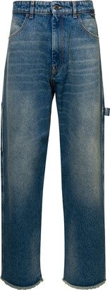 DARKPARK Blue Denim Straight Leg Cut Jeans In Cotton Man