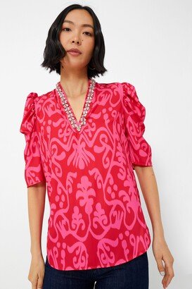 Sheridan French Ruby Azaleas Natalie Blouse