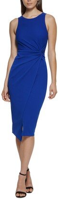 Twist-Front Scuba-Crepe Sheath Dress