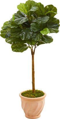 44in. Fiddle Leaf Artificial Tree in Terracotta Planter Real Touch