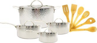 Tri-Ply 10 Piece Cookware Set, Hammered