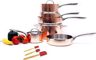 Vintage Tri-Ply Copper 13Pc Cookware Set, Hammered