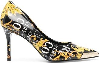 Baroque-Printed Pointed-Toe Pumps