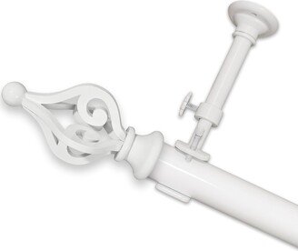 Optima Crown Finial Adjustable White Curtain Rods