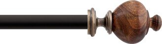 Deco Window Brown adjustable Curtain Rod with Wooden Finials & Bracket