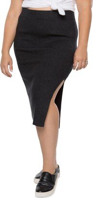 Black Tape Plus Womens Knit Ribbed Pencil Skirt