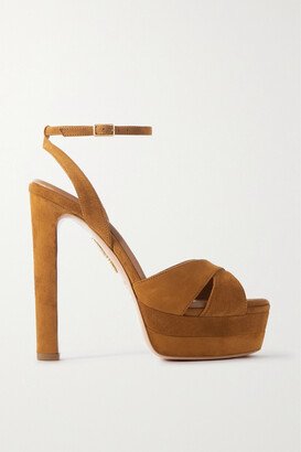 Divine Plateau 130 Suede Platform Sandals - Brown