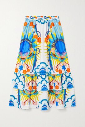 Paulina Tiered Printed Cotton-poplin Maxi Skirt - Multi