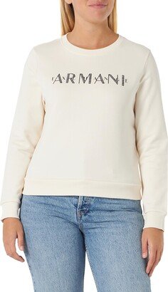 A|X Armani Exchange Women's French Terry Armani Studded Logo Pullover Sweatshirt-AA