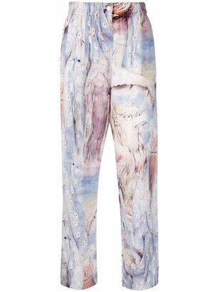 William Blake Dante print silk trousers