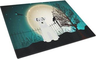 BB2243LCB Halloween Scary Miniature Schanuzer White Glass Cutting Board