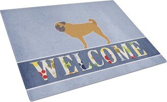 Pug Welcome Glass Cutting Board