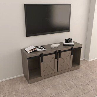 EDWINRAYLLC Modern high quality TV Stand with Sliding Barndoors in Rustic