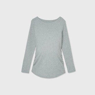 Long Sleeve Boat Neck Side Shirred Maternity T-Shirt - Isabel Maternity by Ingrid & Isabel™ Heather XS