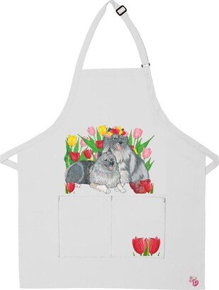 Keeshond Dog Apron Two Pocket Bib With Adj Neck