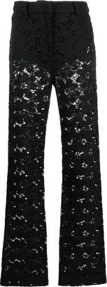 Floral-Lace Straight Trousers