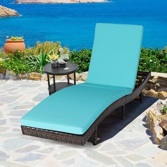 Foldable Patio Rattan Chaise Lounge Chair w/5 Back Positions - See Details