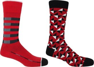 Peper Harow - Made in England Red Quad Stripe & Triangle Men's Socks 2 Pack