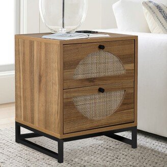 Arina Natural rattan 20.87'' H x 15.75'' W x 15.75'' D Queen Size 2 Drawer Brown Nightstand With Storage-The Pop Home