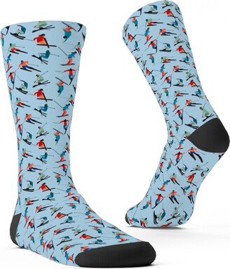 Socks: Alpine Skiers - Multicolor Custom Socks, Blue