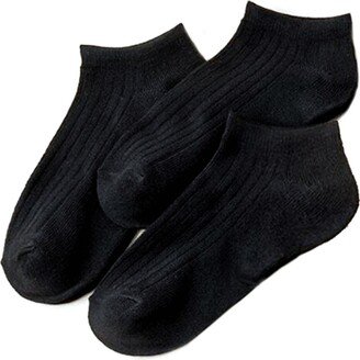 3-Pack Cotton Blend Rib Ankle Socks