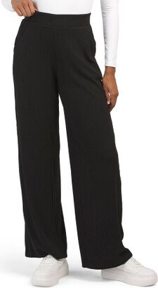 TJMAXX Pleated Rib Textured Knit Wide Leg Pants With Slant Front Pockets For Women