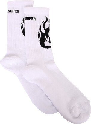 Flame-print Socks