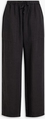 Linen-twill wide-leg pants