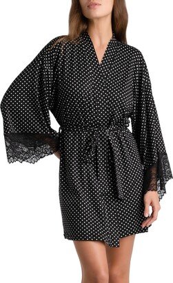 Polka Dot Lace Trim Wrap Robe