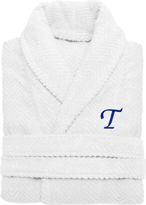 Linum Home 100% Turkish Cotton Personalized Unisex Herringbone Bath Robe - T